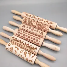 35 см деревянные рельефные Скалки для выпечки печенье, фондан, пирог, тесто с гравировкой