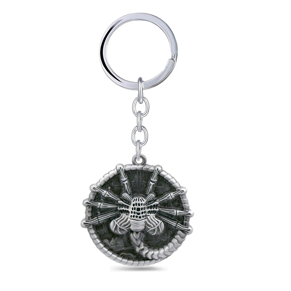 Fashion Movie Metal Facehugger Keychain for Women Men Jewelry AVP Alien