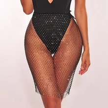 ##Special Price Women Sexy Rhinestone Sequin Fishnet Mini beach Skirt Summer Elastic See Through Diamond Mesh Party Nightclub Skirt ##Special Price Women Sexy Rhinestone Sequin Fishnet Mini beach Skirt Summer Elastic See Through Diamond Mesh Party Nightclub Skirt