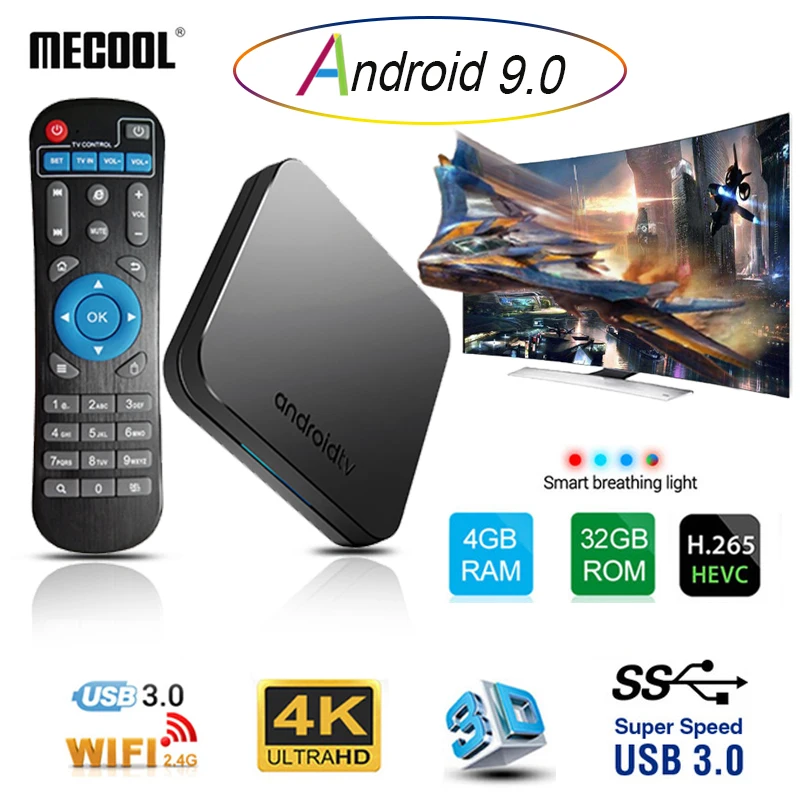 

Mecool KM9 Android 9.0 Smart TV Box S905X2 4GB DDR4 RAM 32GB ROM 2.4G/5G WiFi BT 4.1 Youtube Netflix Set Top Box 4K Media Player