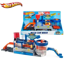 Оригинальный Hot Wheels машинка трек город Мега Автомойка может подсоединиться игровой набор с литья под давлением и маленькая игрушечная