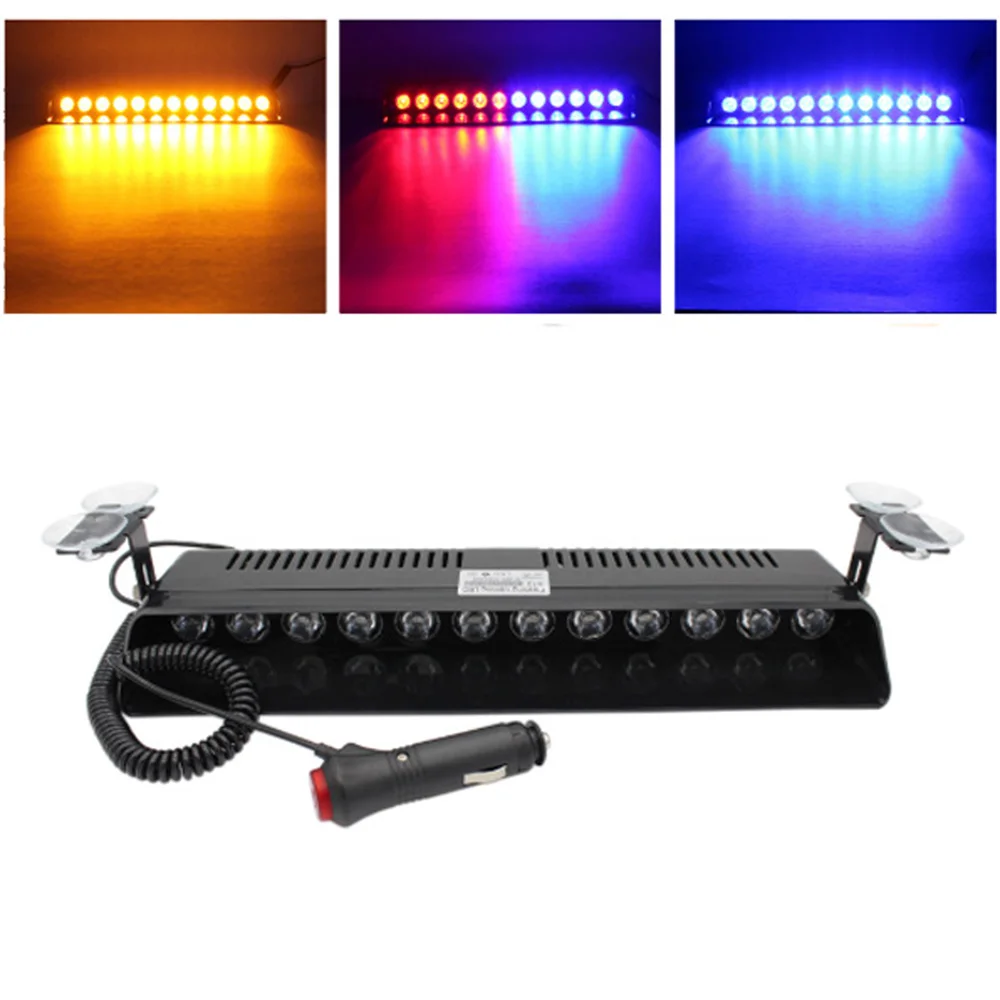Car LED Light S12 12LED Suction Cup Strobe Police Lights DC 12V Car