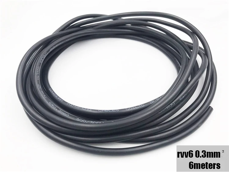 22 AWG 6core 0.3MM2 RVV 6 ядер контакты Луженая Медь проводник Электрический RVV КАБЕЛЬ черный