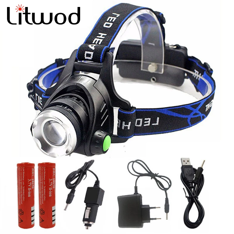 

Litwod 568D LED Headlamp Aluminum XM-L L2 / T6 Zoom Led Headlight Head Flashlight Adjustable Head Lamp 18650 Battery Front Light