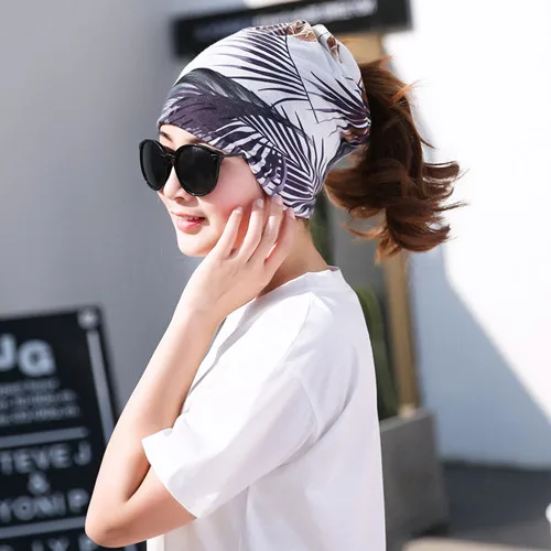 Miya Mona Женская Повседневная многофункциональная Шапка-бини, шарф с принтом, шапка для девочек на осень, модные аксессуары для шеи - Цвет: style 1