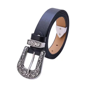 

Hot Fashion Women Belts Leather Carving Flower Jeans Belt Decoration Single Head Buckle Ladies Retro Waistband Wide Sash SMA66