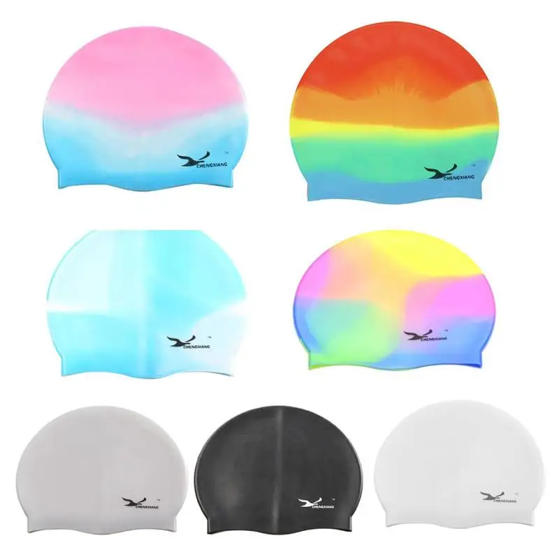 Водонепроницаемая силиконовая шапочка для плавания Мужская и женская шапочка для плавания мужские и женские разноцветные аксессуары для