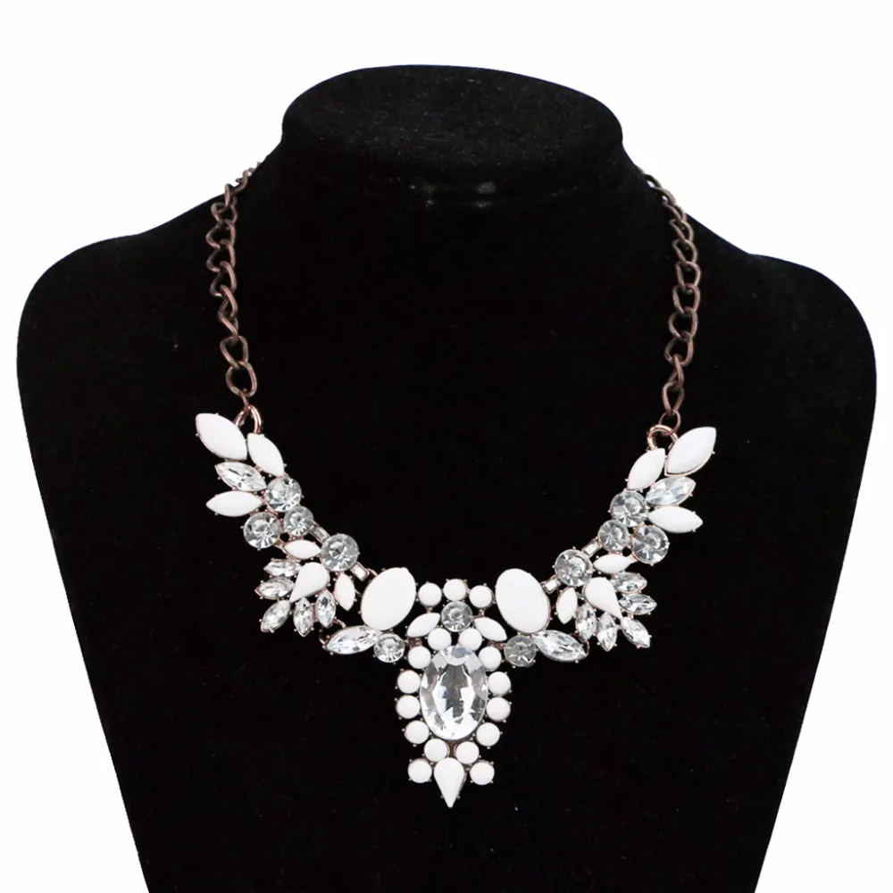

Fashion Retro Crystal Chunky Statement Bib Pendant Chain Choker Necklace Jewelry