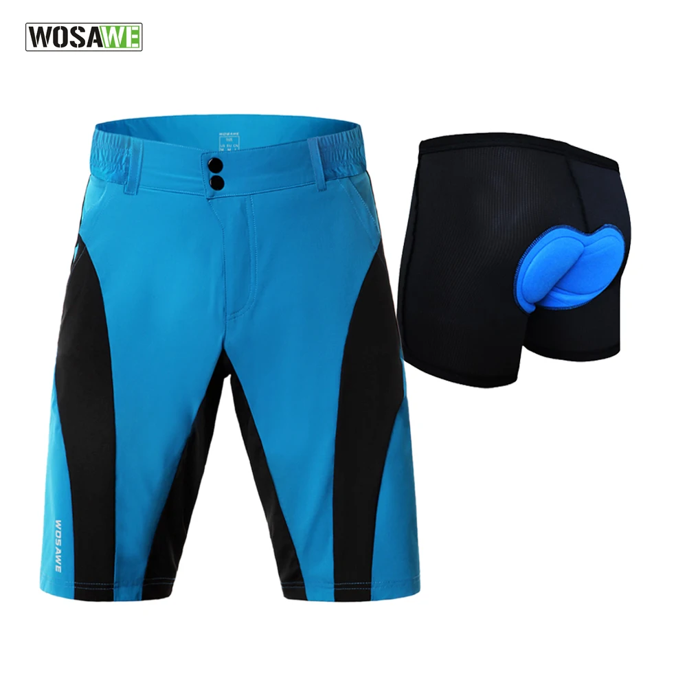 WOSAWE велосипедные шорты быстросохнущие спортивные брюки для досуга велосипед бермуды фитнес шорты для бега с нижним бельем - Цвет: shorts and underwear