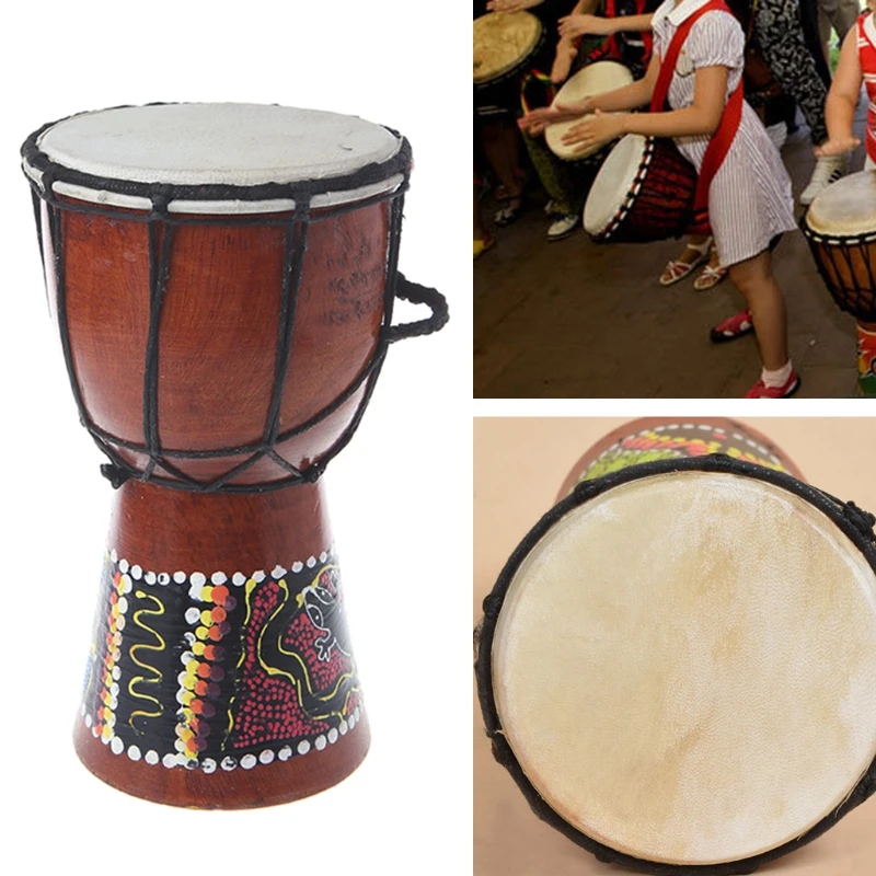 1Pc 4 inch Professional African Djembe Drum Bongo Wood Good Sound Musical Instrument