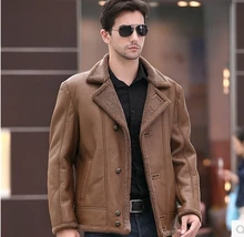 The new big yards male fur leather coat Australian safari fur one men’s leather jackets with thick fur coat lapels on sale