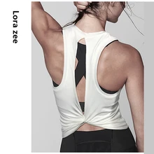 LORA ZEE майка без рукавов с закручивающейся спинкой легкий топ для йоги винно-Красная Спортивная Футболка белая спортивная одежда для спортзала для женщин