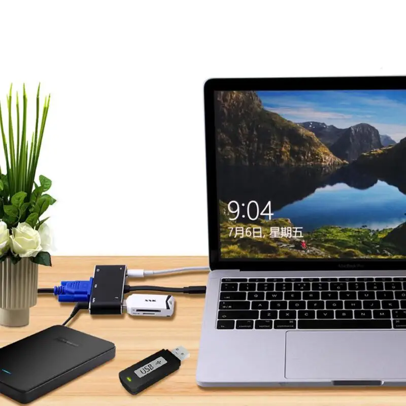 USB C Тип c к HDMI 4 К адаптер VGA кабель аудио USB3.0 PD конвертер USB C концентратор для Macbook pro для Huawei p20 HDTV проектор