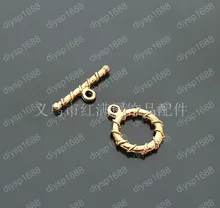 Free Shipping Wholesale DIY Antiqued Golden Vintage Alloy Round Circle OT Clasp Toggle Bracelet Chain End Accessories 50Sets