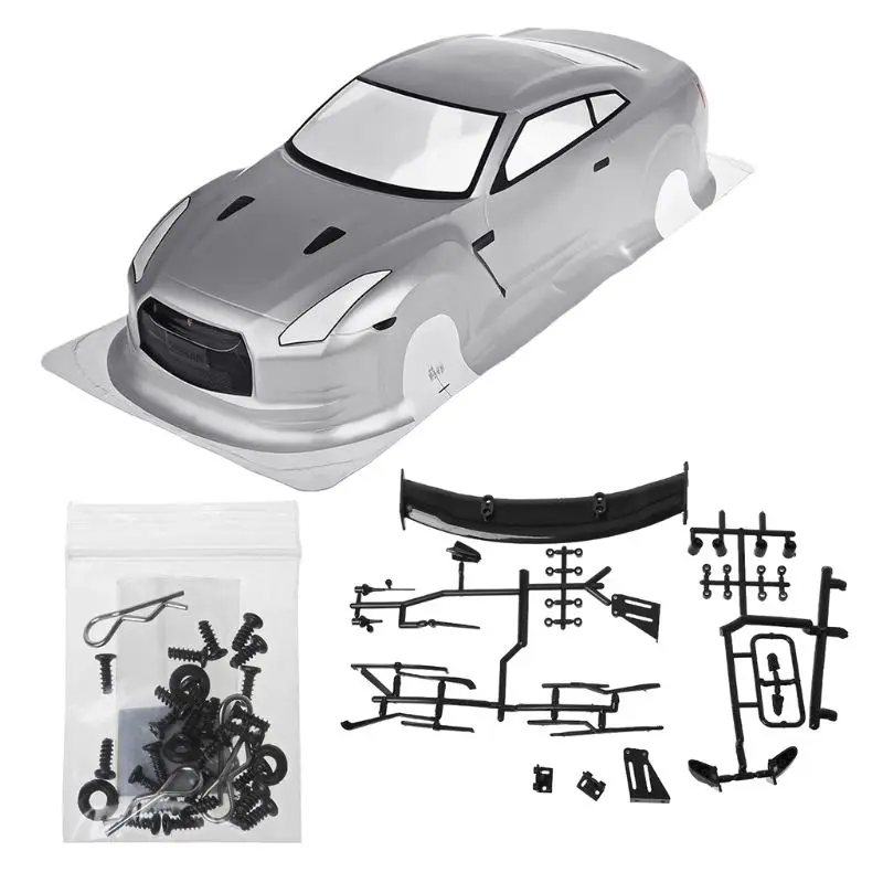 

HSP 1/10 RC Car PVC Shell NISSAN GTR35 with Lamp Cup Rear Wing