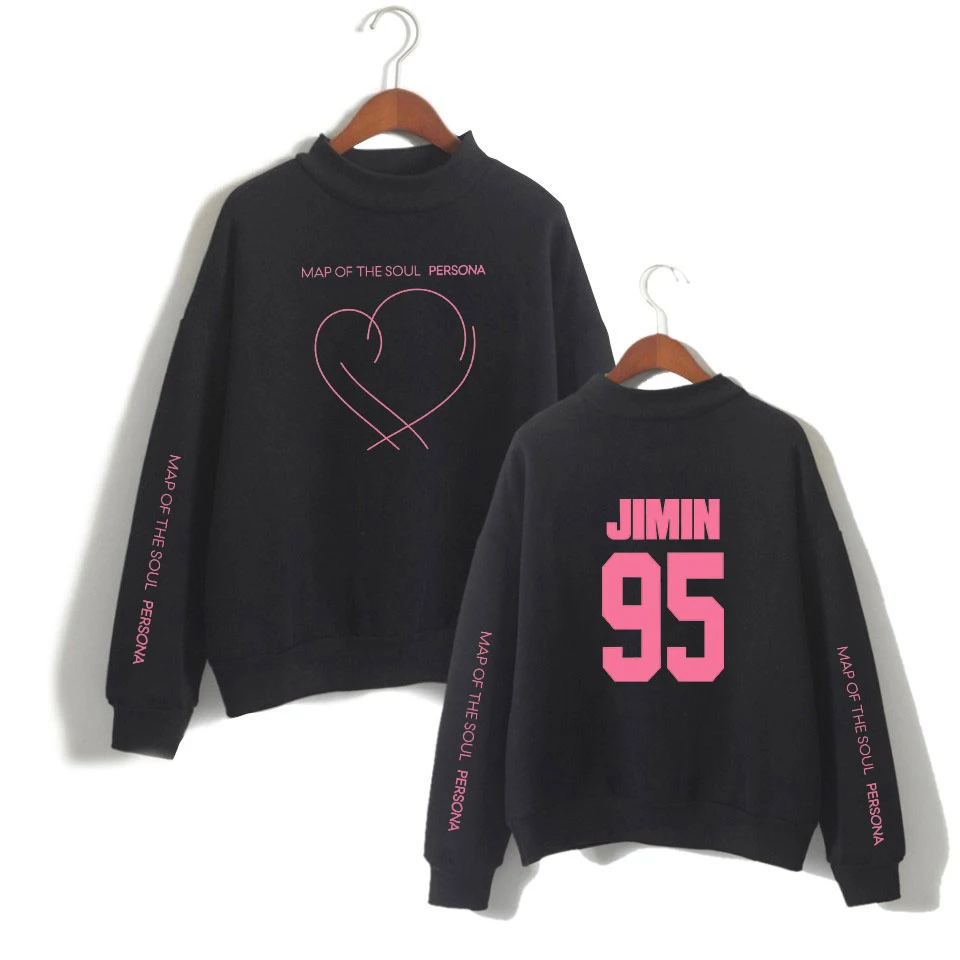 

BF Kpop 2019 New album Map Of The Soul:Persona Print Women/Men Clothes Turtlenecks Long Sleeve High collar sweatshirt