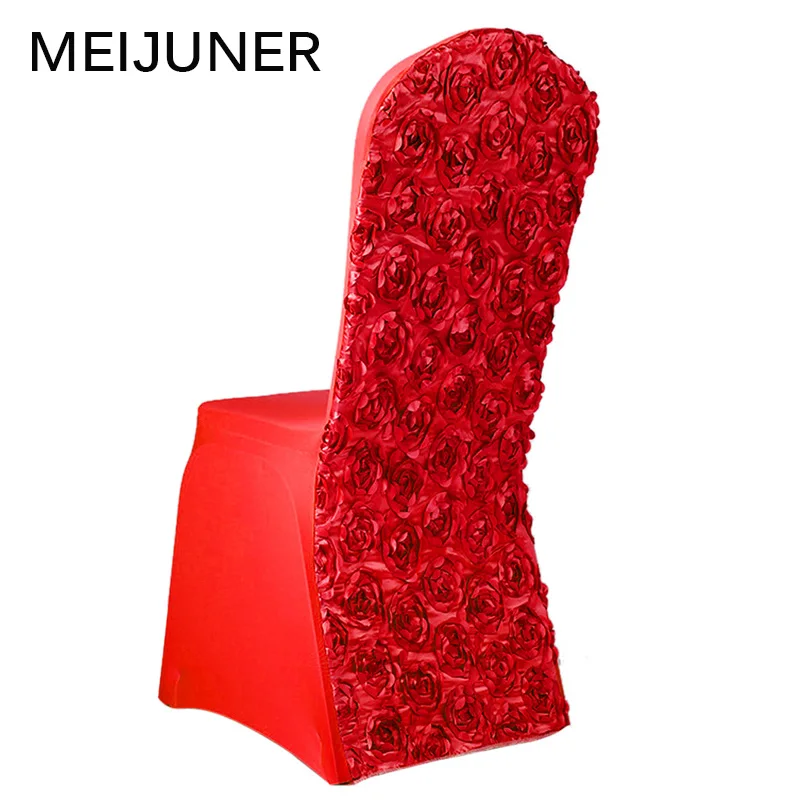 Meijuner 1 قطعة البوليستر دنة روز زهرة الطعام كرسي يغطي ل حفل زفاف مأدبة كرسي غطاء ديكور المنزل مقعد غطاء MJ085