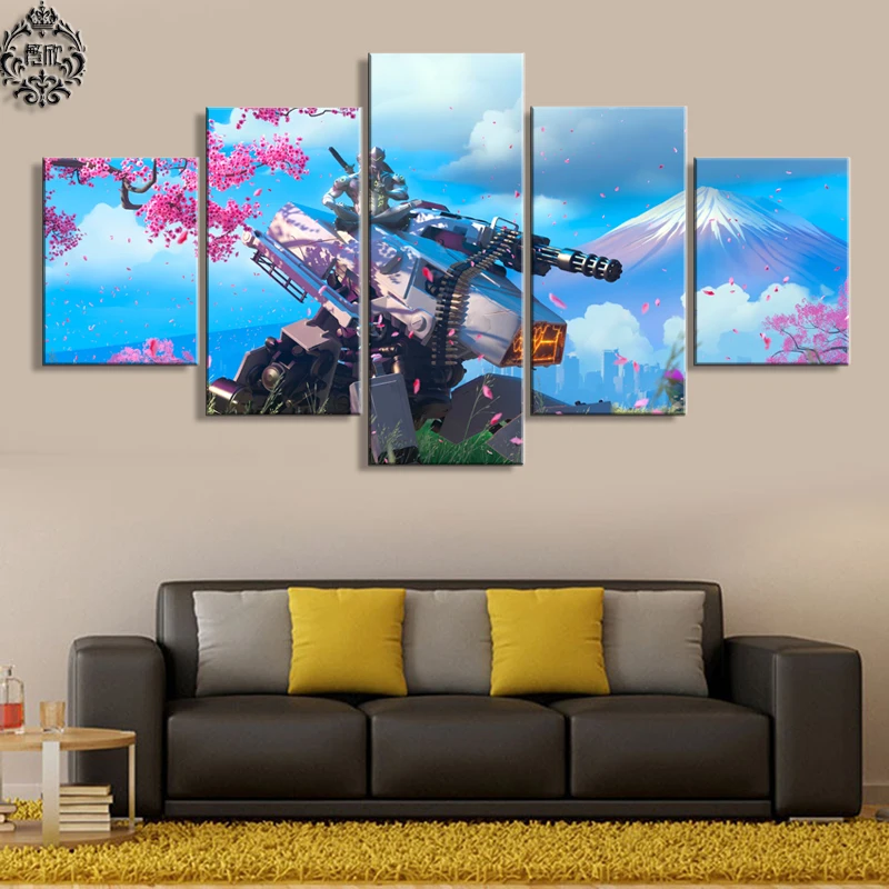

Painting Game Poster 5 Panel Overwatch Genji Home Decor For Living Room Wall Art Canvas Artwork Modern Printed Pictures Cuadros