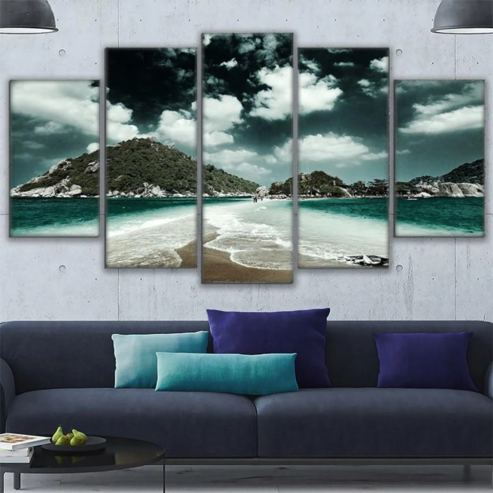Modular-Canvas-Posters-Living-Room-Wall-Art-5-Pieces-Beach-Sea-Wave-Pictures-Another-Day-In