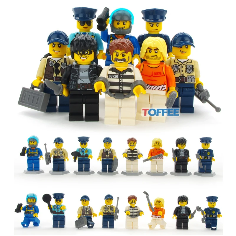 8Pcs DIY Figures City PoliceMan Fireman Magician Teacher Nurse Building Blocks Toys Compatible Legoed City Gift For Kids (2)