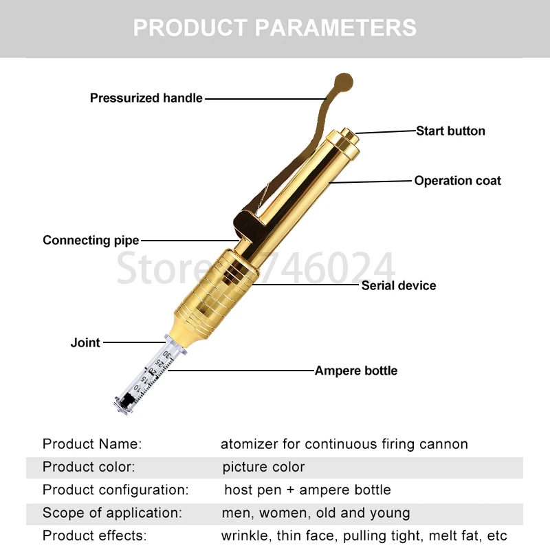 No Needle Noninvasive Nebulizer Gold Hyaluronique Pen 0.3ml Hyaluronic Acid Injection Guns For Lip Filler Wrinkle Removal Beauty