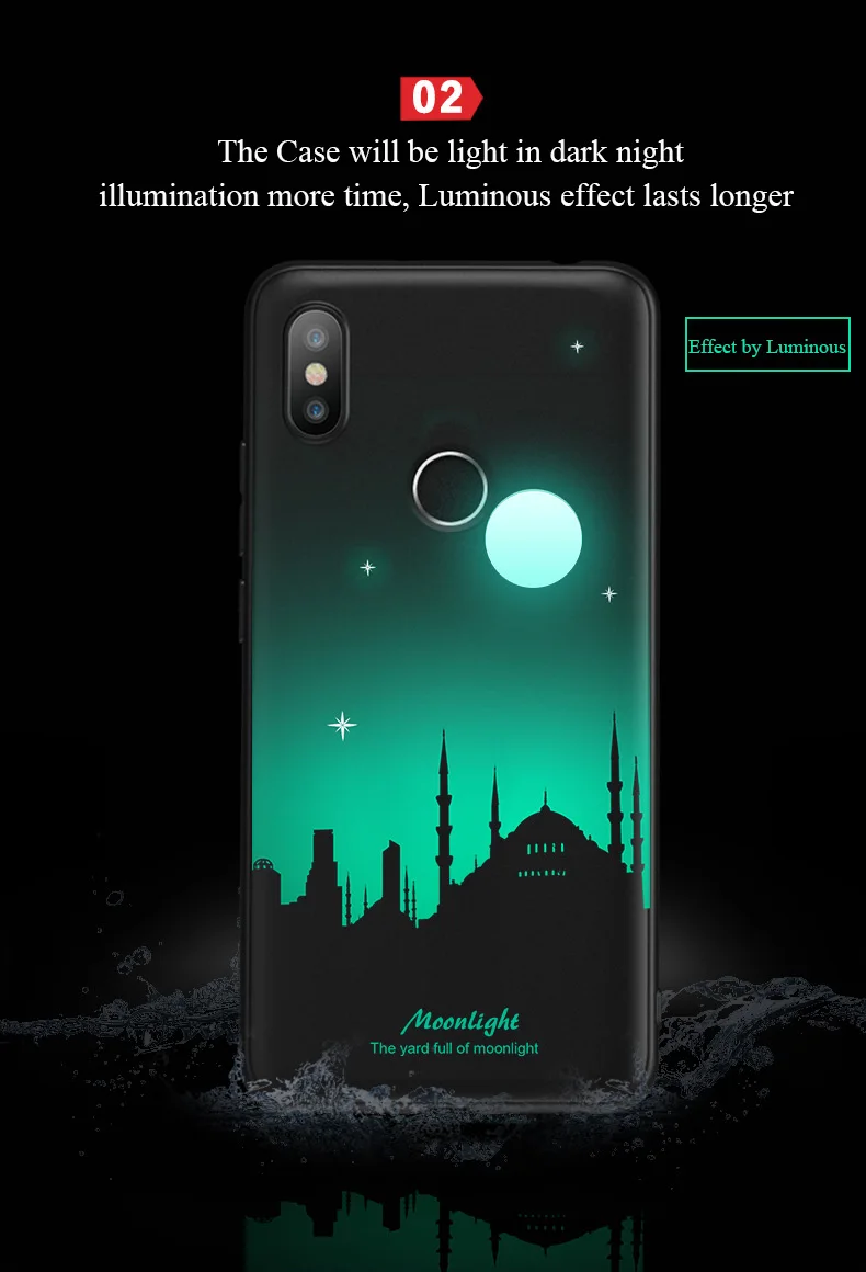 Luminous Soft Back Cover Case Silicon Cover for Xiaomi 6X Redmi S2 Mi 8 Mi 8SE (5)