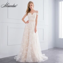 Miaoduo Новое ТРАПЕЦИЕВИДНОЕ свадебное платье цвета шампанского es со шлейфом Vestido De Novia с кружевной аппликацией и кристаллами