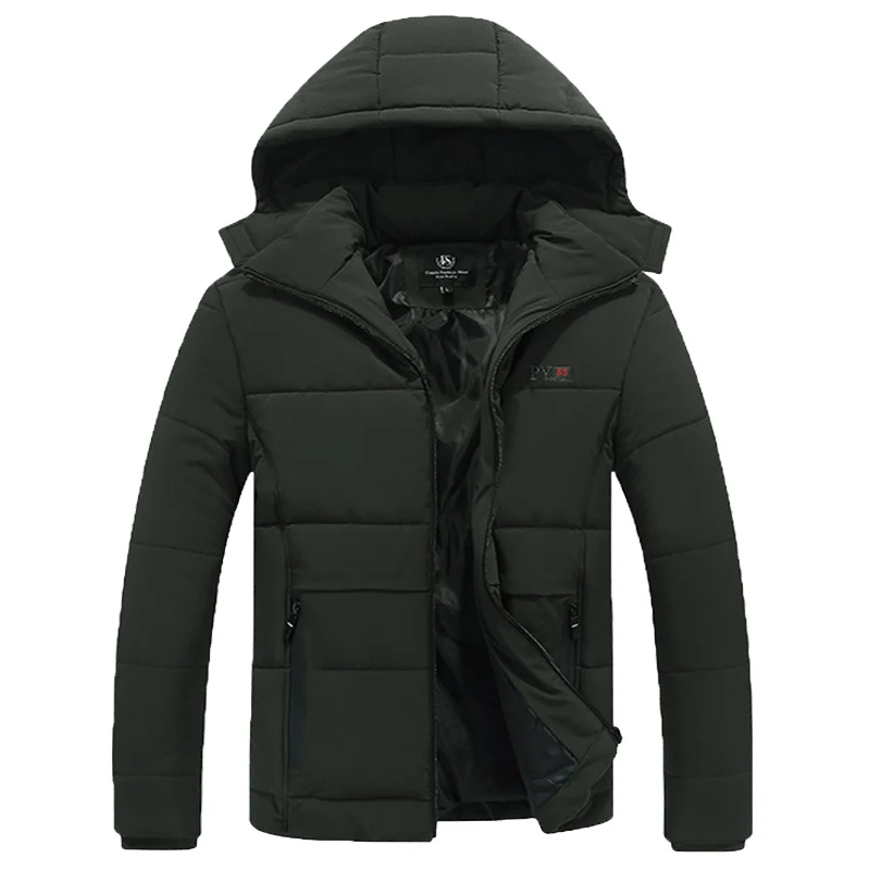 Зимняя мужская куртка размера плюс 6XL, 7XL, 8XL, отстегивающаяся теплая куртка с хлопковой подкладкой, верхняя одежда, мужская ветровка, куртки с капюшоном - Цвет: military