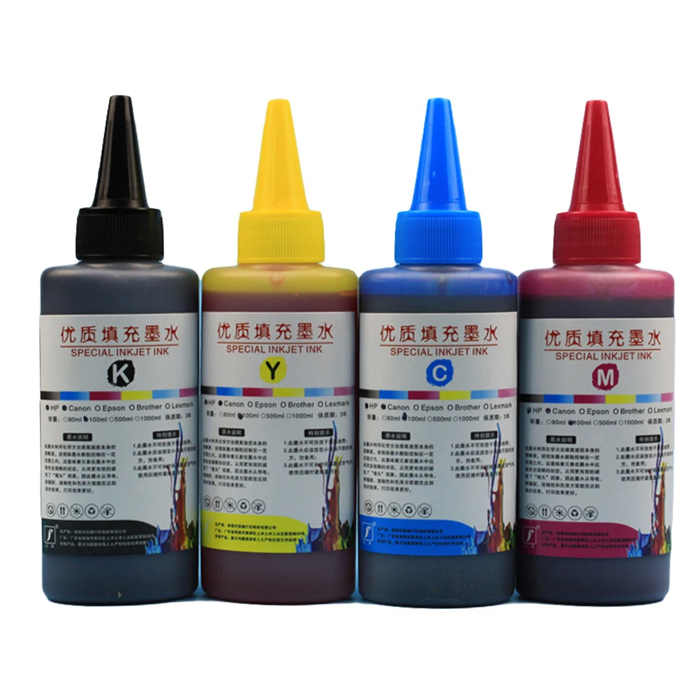 

4 Pcs Graphics Dye Desktop Accessaries Practical Printer Supplies Printing Paper 100ml Refill Ink Kit 4 Color For Canon PG-245