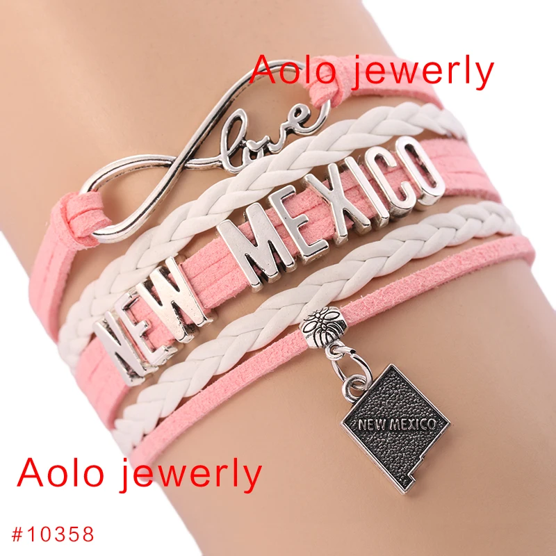 

New Mexico State Geography Infinity Charm Bracelet Choose Your Color Customized Infinity Bracelet Drop Shipping! #136