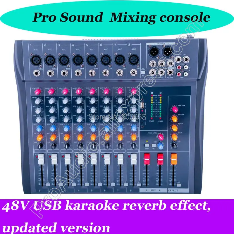 

MICWL 8 Channel Karaoke Sound Mixing Console Mixer USB 48V reverb effect, updated version
