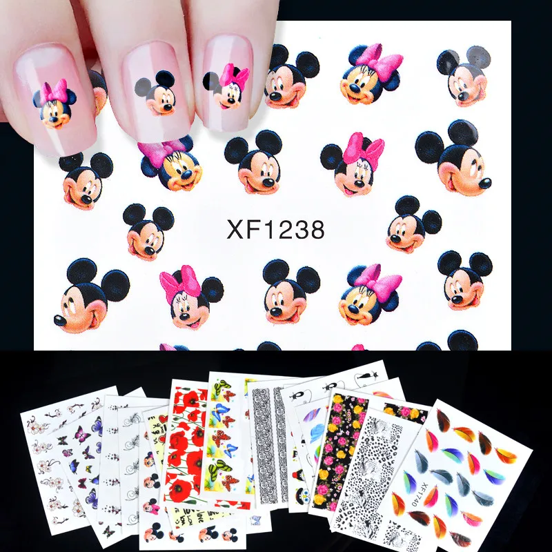 

16 Designs Nail Sticker Leopard Cat Flowers etc Patterns Decals Water Transfer Image Tattoos Nail Art Decorations Sticker Set