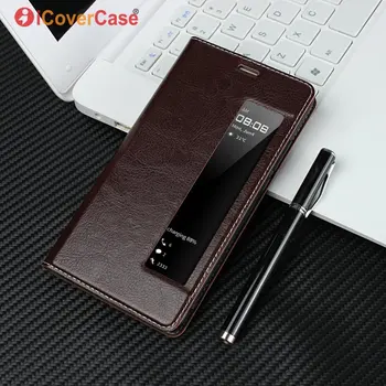 

Window Case For Huawei Mate 10 Luxury Real Genuine Leather Business Flip Magnetic Cover For Huawei Mate10 Pro Coque Etui Capinha
