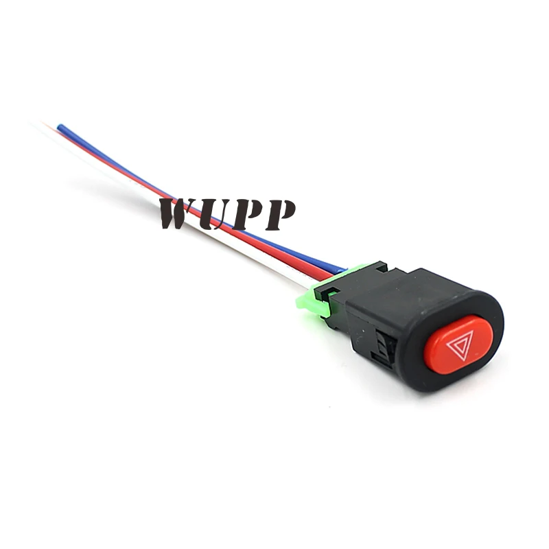 

WUPP Motorcycle Switch Hazard Light Switch Red Button Warning Signal Lamp Flasher 3 Wires Double Flash Switch Built-In Lock
