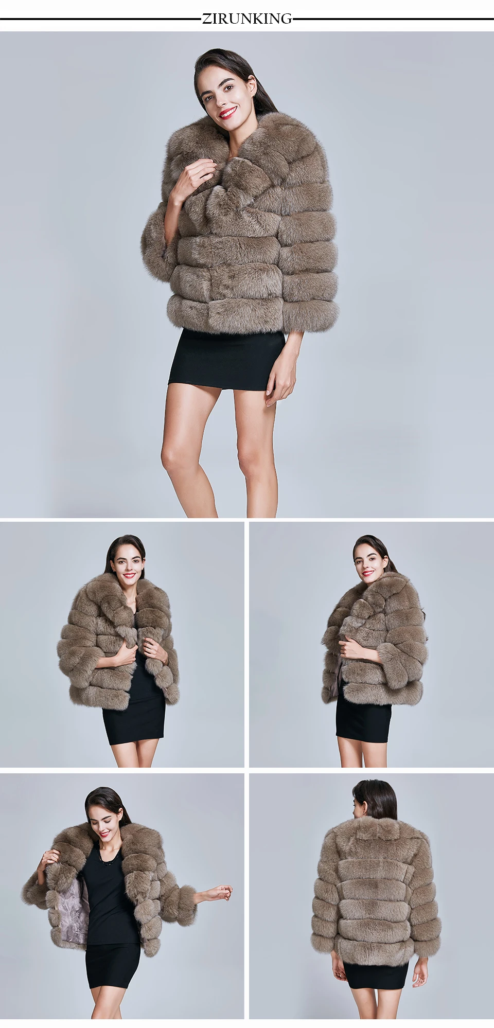 ZIRUNKING женские модные пальто из натурального Лисьего меха женская теплая натуральный Лисий Меховая куртка Верхняя одежда зимняя плотная верхняя одежда ZC1729