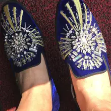 Новая мода Алмазная вышивка вельветовые детские брюки Мужская обувь класса люкс ручной работы для свадьбы и праздника мужские лоферы плоская подошва размер 39-47