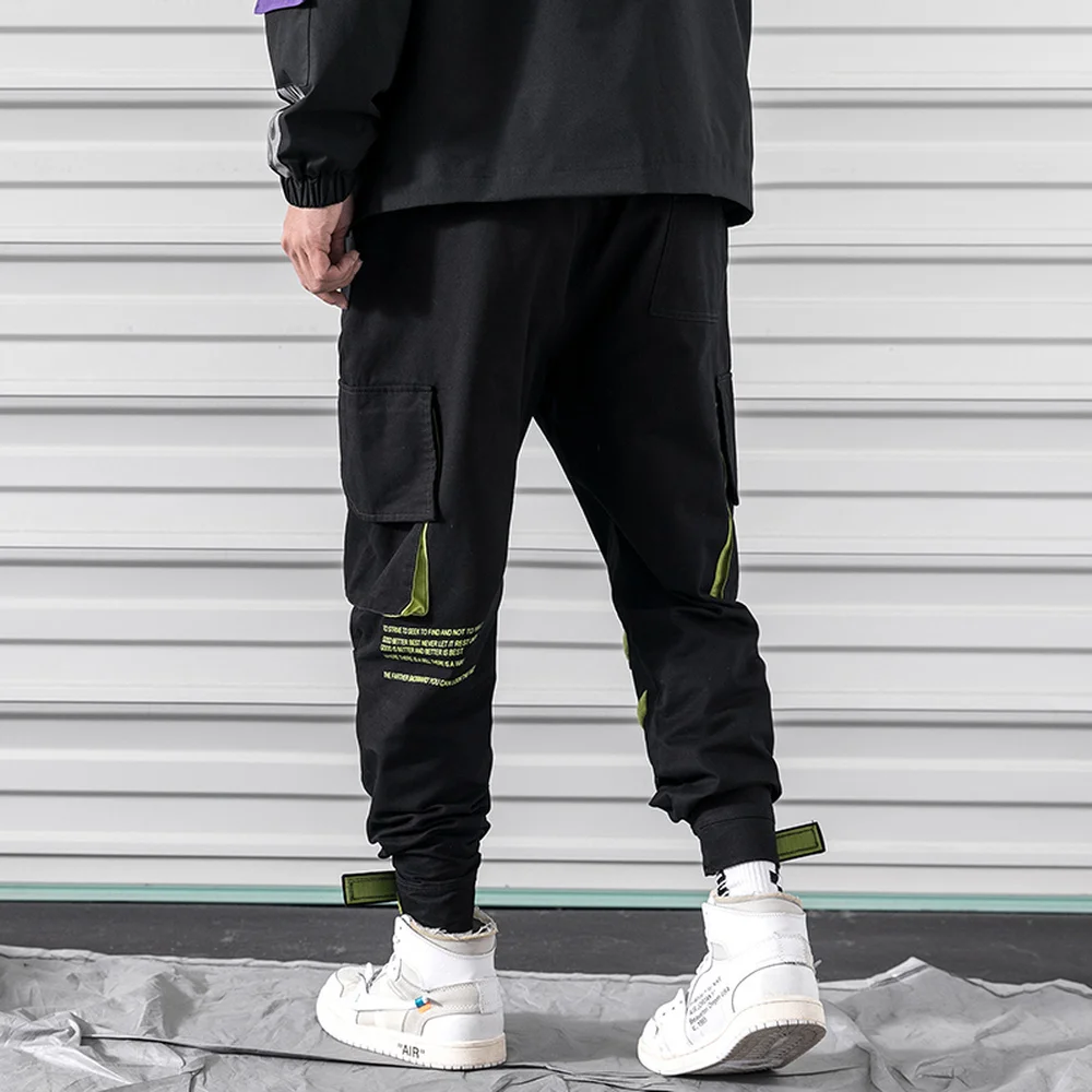 2019 Spring New Mens Joggers Pants Velcro Design Casual Harem Pants Male Cotton Side-pocket Solid Streetwear Sweatpants