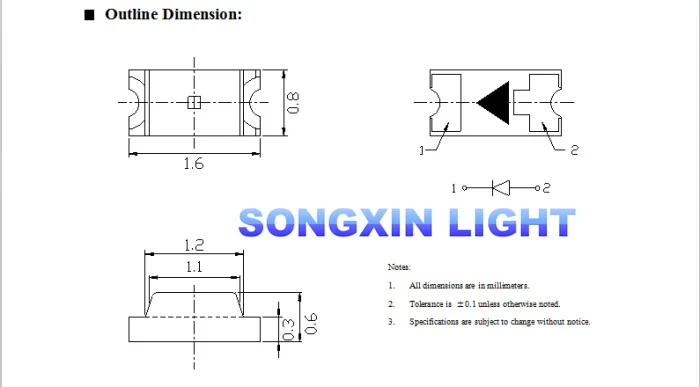 100 шт./лот XIASONGXIN светильник маленькие красные лампочки 0603 SMD светодиодный 0603 красный светильник-диоды