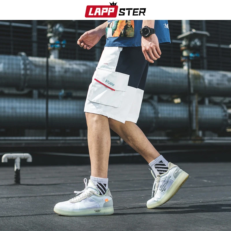 LAPPSTER короткие брюки карго Homme уличная Лето 2019 г. для мужчин цвет блок шорты для женщин корейская мода карман мешковатые короткие спортивные