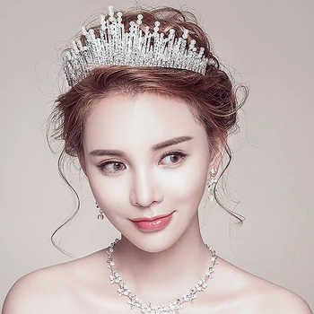 

New Arrival Fashion Bridal Handmade Beaded Rhinestone Simulated Pearl Hair Crown Tiaras Jewelry For Wedding Women
