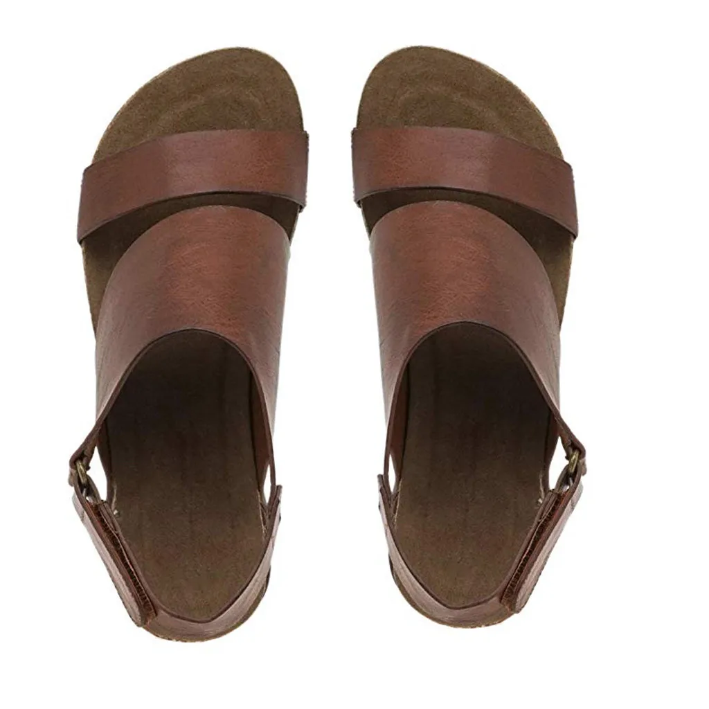 Женские винтажные удобные весенне-летние туфли на платформе с открытым носком; однотонные сандалии в римском стиле