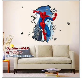 

Spider-Man Large 3D Wall-Breaking Wall Decoration Sticker for Kid Boy's Rooms In Living Room Bedroom House