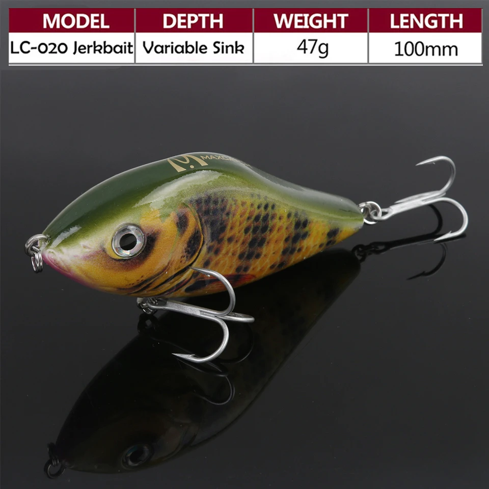 Maximumcatch Jerkbait بايك الصيد إغراء 47g 100mm مع VMC هوك رعشة الطعم الصلب باس بايك إغراء Maximumcatch Jerkbait بايك الصيد إغراء 47g 100mm مع VMC هوك رعشة الطعم الصلب باس بايك إغراء