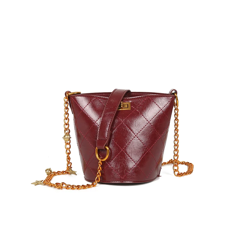 

Vintage Leather Plaid Pattern Crossbody Bags For Women 2019 New Shoulder Bag Fashion Handbags and Purses Zipper Bucket Bags A5