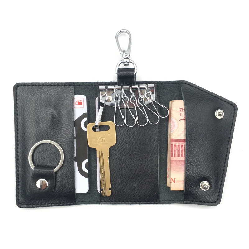 Держатель для ключей, кошелек из натуральной кожи, унисекс, твердый кошелек для ключей, органайзер, сумка, автомобильный кошелек для экономки держатель для карт