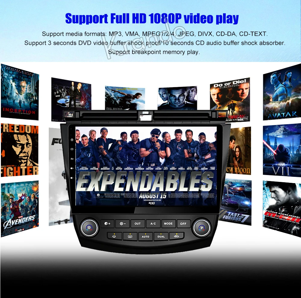 Perfect Krando Android 8.1 10.1" IPS Full touch car Multmedia player for Honda accord 7 2003-2007 radio gps navigation system wifi 12