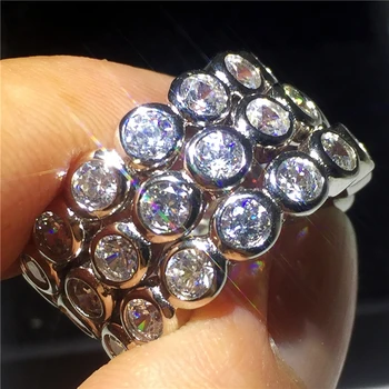 

Classic 3-in-1 Jewelry 925 Sterling Silver ring set Sona 3mm 5A zircon Stone Engagement Wedding Band Rings for women men Gift