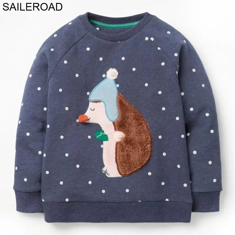 

SAILEROAD 2-7Years Hedgehog Embroidery Sweater Pullover Girl Autumn Spring Children Kids Long Sleeve Clothes Cat Little Girl Top