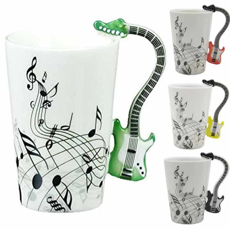 Creative Guitar Music Handgrip Mug Ceramic Mugs 300ml Coffee Cup/novelty Gift Lovers Water Cups