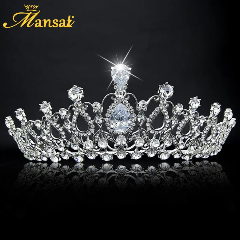Sparkly Crystal Tiara Silver Plated Rhinestone Wedding Crown for Women